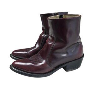 Durango Men's Ankle Boots, Black Cherry, Leather, Zip, Western, Cowboy, 7.5 EE